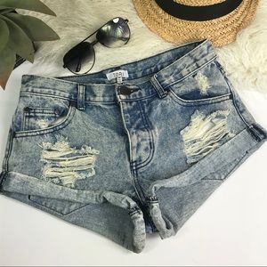 TOBI High Waisted Distressed Cut Off Jean SHORTS